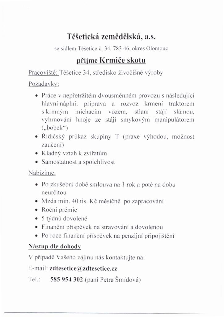 NABÍDKA ZAMĚSTNÁNÍ 